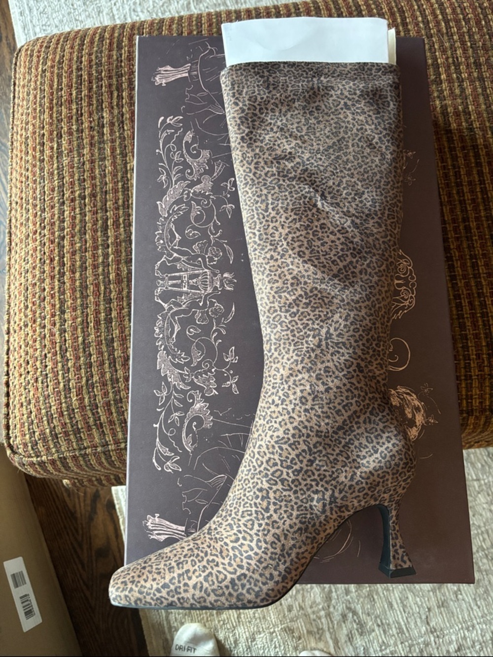 Jeffrey Campbell Black Tan Cheetah Suede Knee-High Heeled Boots - Picture 3 of 5